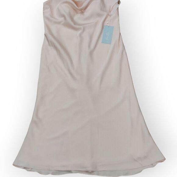 NWT Dear Cleo Pink Champagne lux satin cowl bust strap midi dress size 10 - Picture 8 of 10